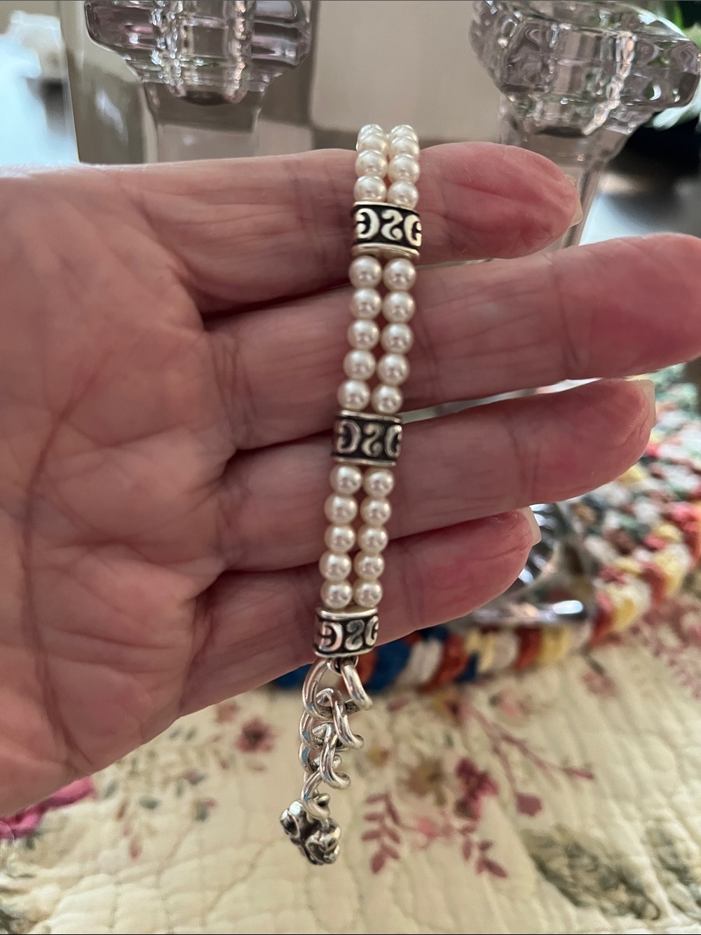 Brighton / Pearl Bead 
Bracelet with Silver Accents